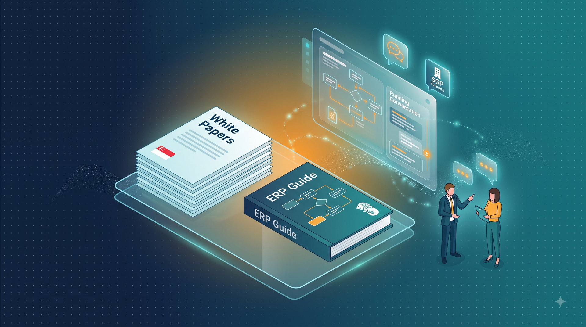 Digital transformation guides and resources library illustration